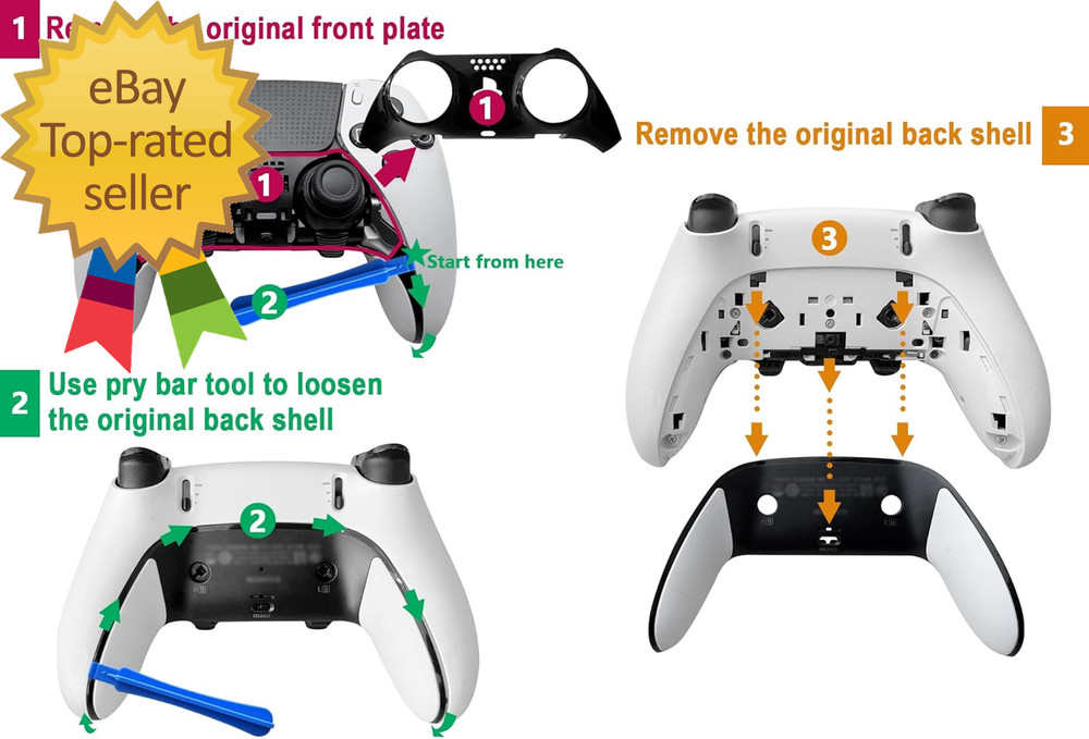 Repair Back Cover for PS5 Dualsense Edge Controller Replacement Shell with Soft