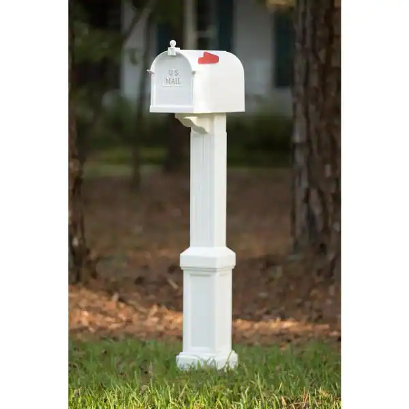 White Mailbox and Post Kit, Easy Assembly with Common Tools Durable Craftsman