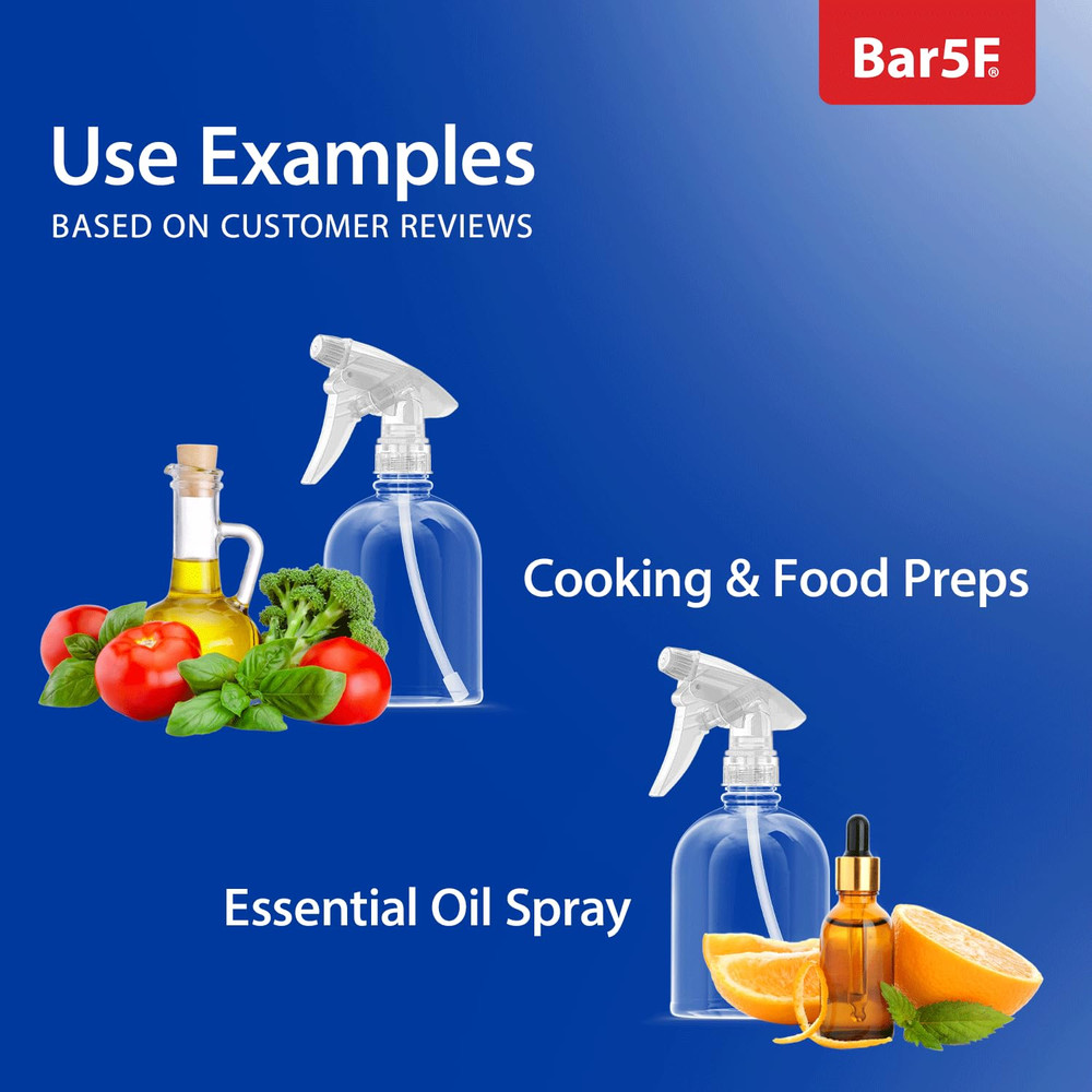 Bar5F Plastic Spray Bottle, 16 Oz | Leak Proof, Empty, Clear, Trigger Handle, Ad
