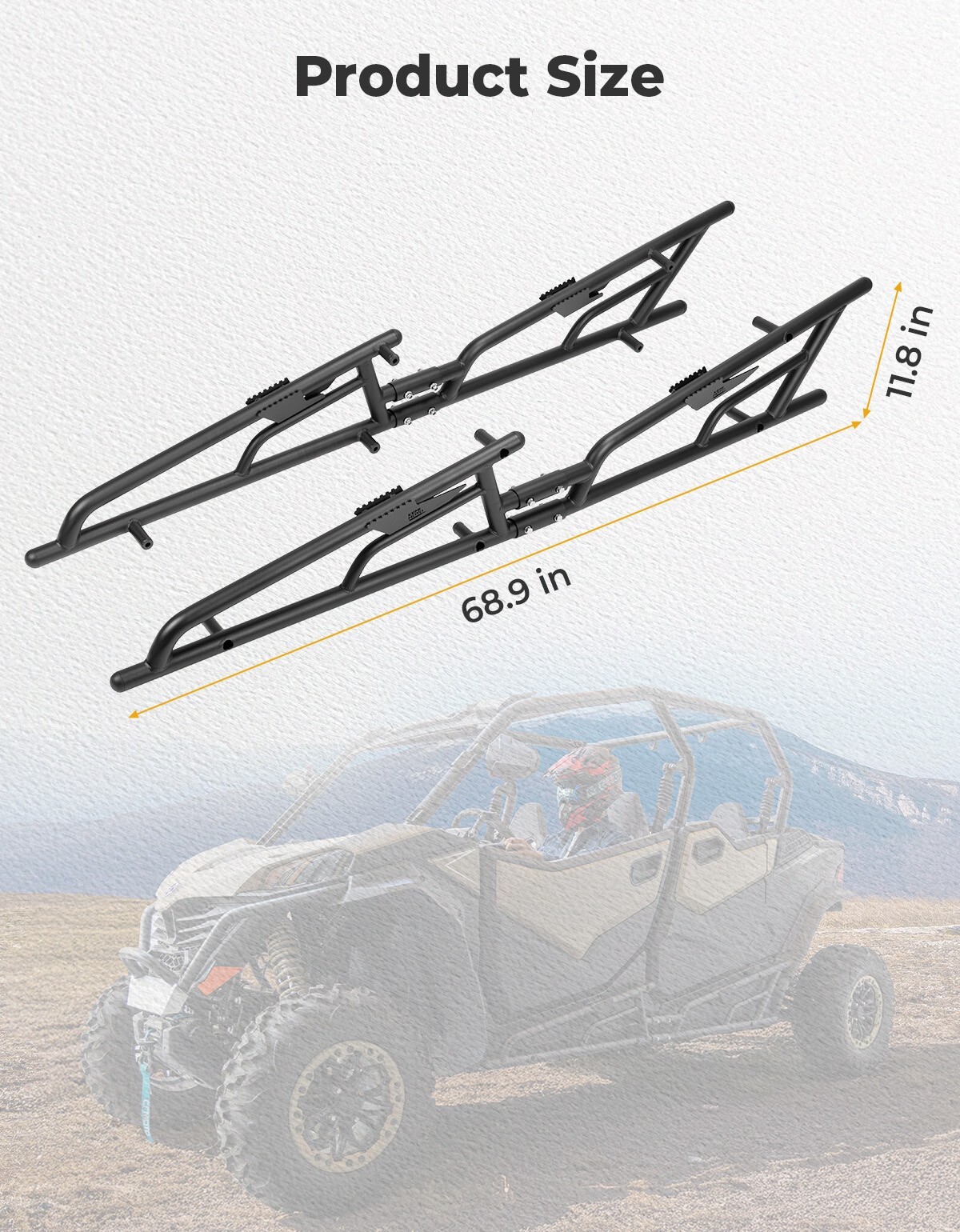 KEMIMOTO Nerf Bars Rock Sliders Black for 2024-2025 CFMOTO ZFORCE 950 SPORT 4