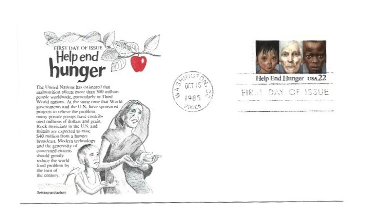 2164 Help End Hunger Aristocrat Cachets FDC