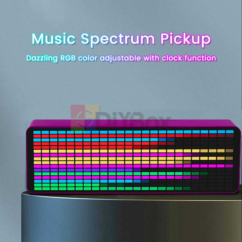 MIC+CABLE Sound Level Meter Clock LED Audio Display Music Spectrum Visualizer