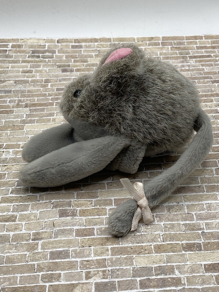 Mary Meyer 1993 Finger Puppet Plush Gray Mouse Pink Inside Ears 5"