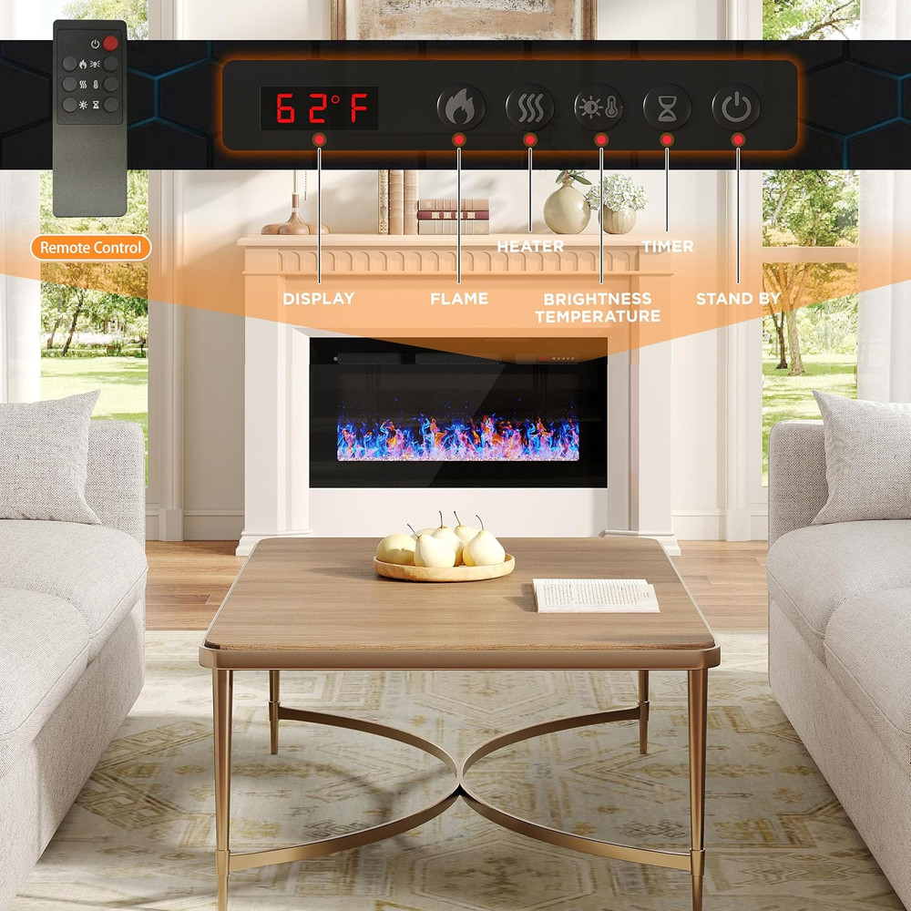 36 Electric Fireplace Insert Wall Fireplace Electric with Remote Control 12 A