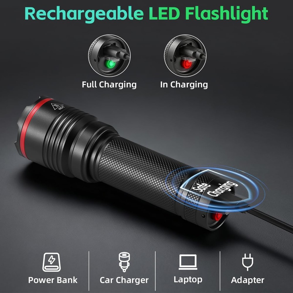 6Pack Rechargeable Flashlights High Lumens, Small Flashlight 6Pack, Black