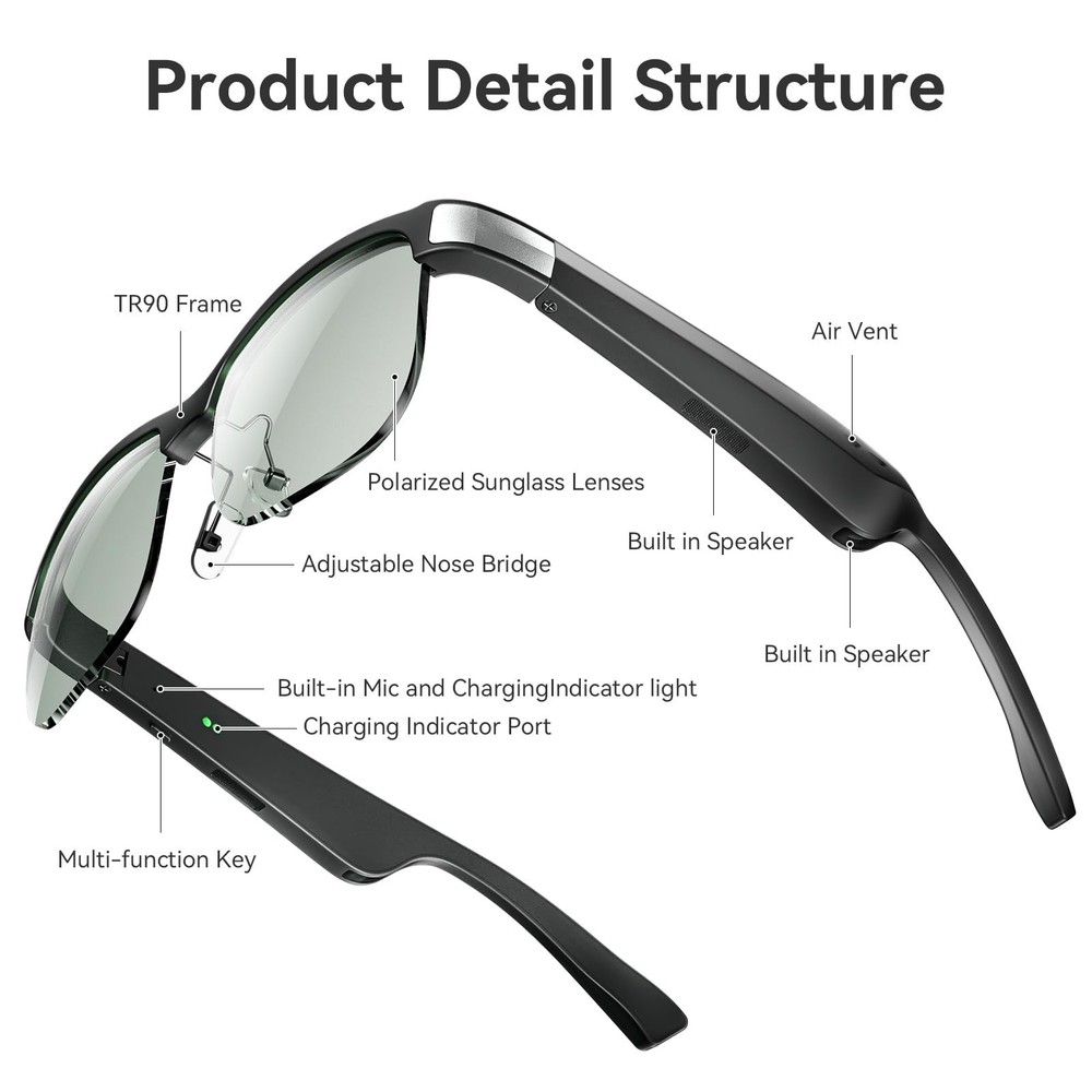 Polarized Bluetooth Smart Glasses with Mic