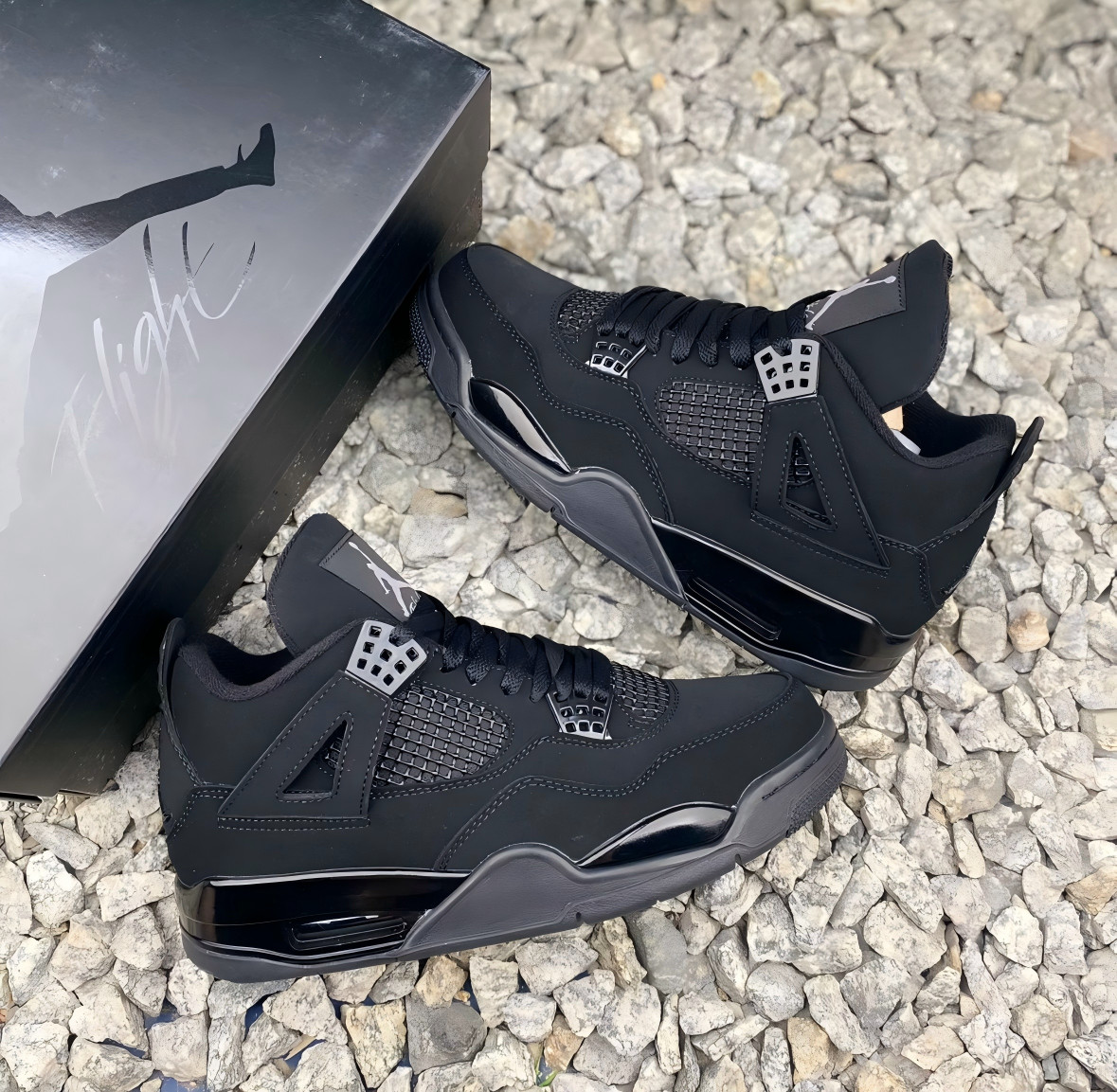 Jordan 4 “Black Cat”Retro Men's Black Basketball Shoes Mid-Top