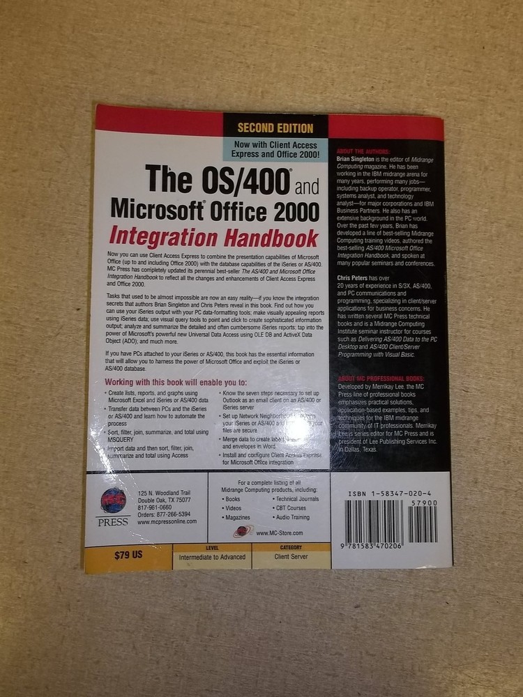The OS/400 Microsoft Office 2000 Integration Handbook, Second Edition *FREE SHIP