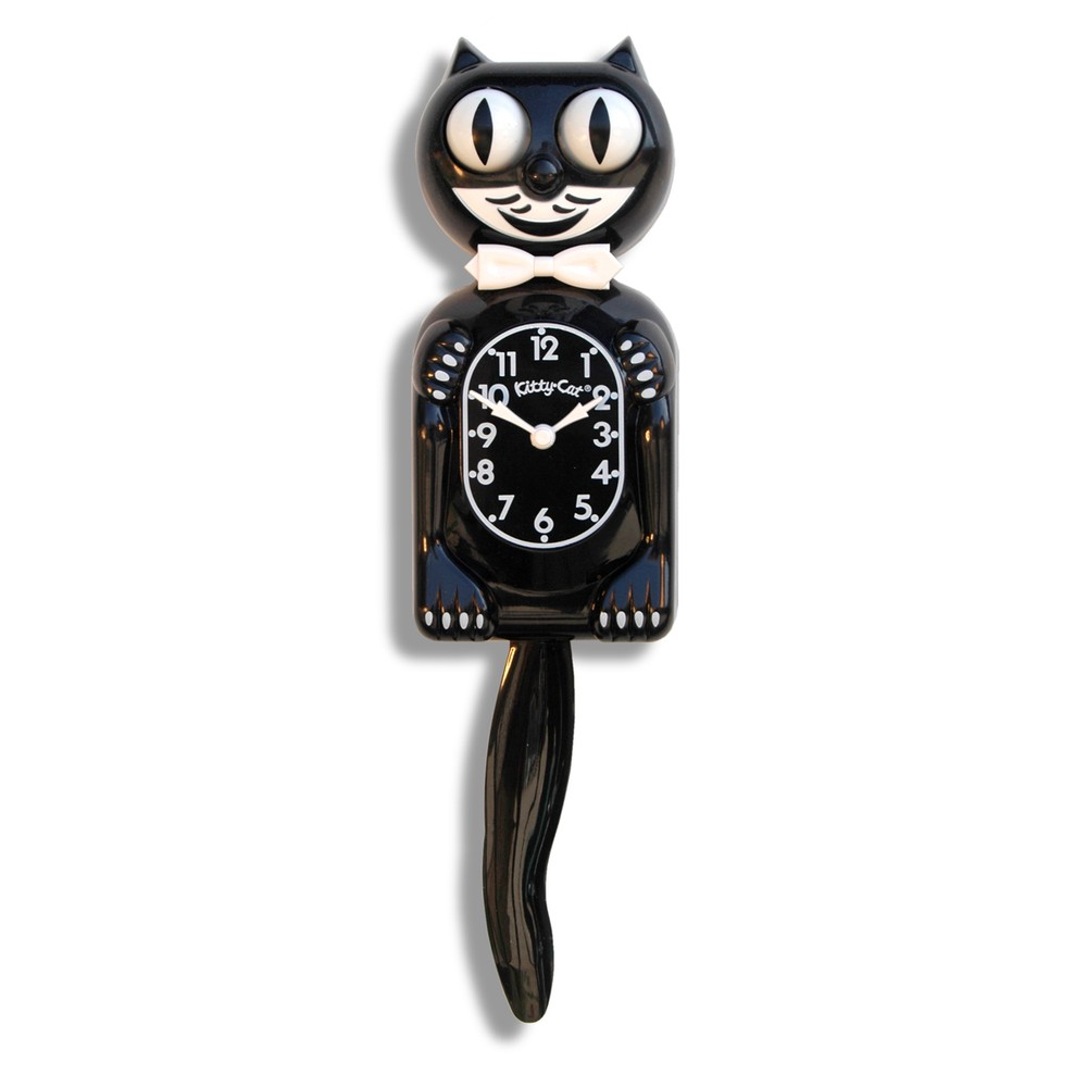 BLACK KITTY-CAT KIT-CAT MOVING CLOCK KAT KLOCK