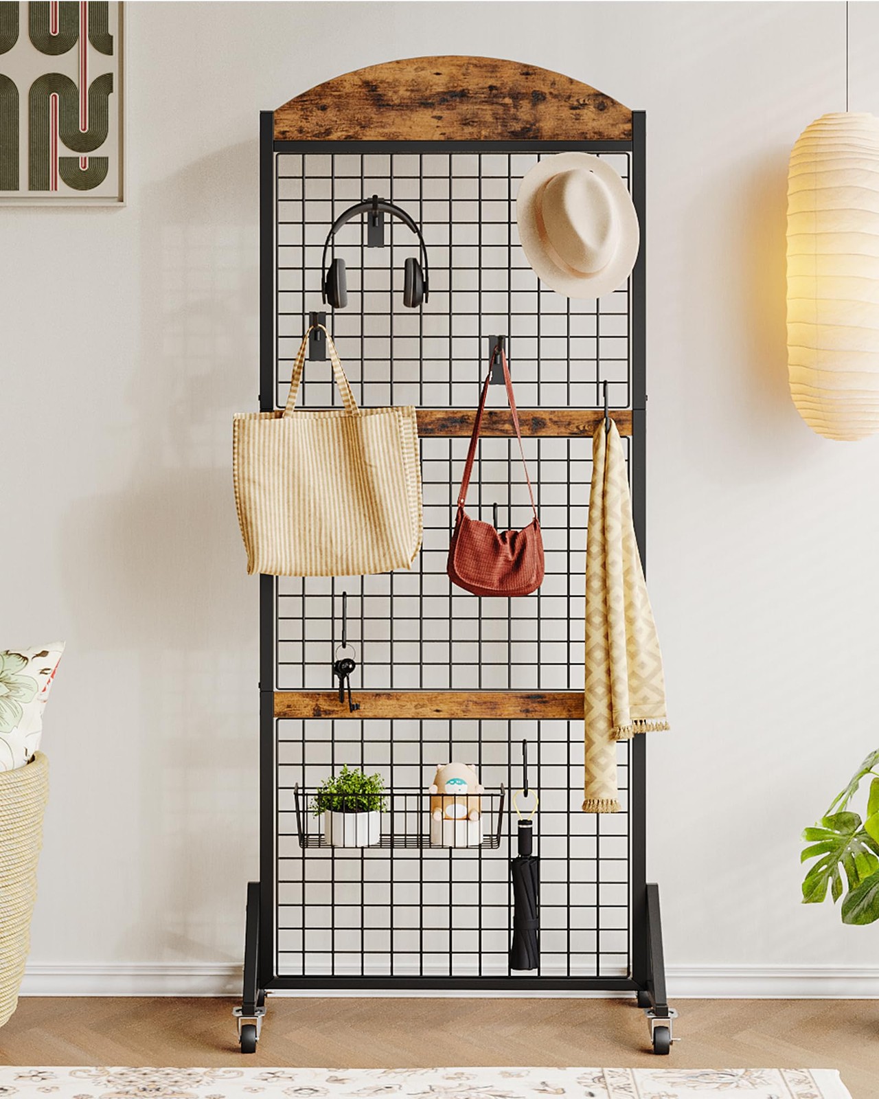 Grid Wall Panel 5.7' x 2' FT Grid Display Rack, 2 Pack Movable Gridwall Displ...