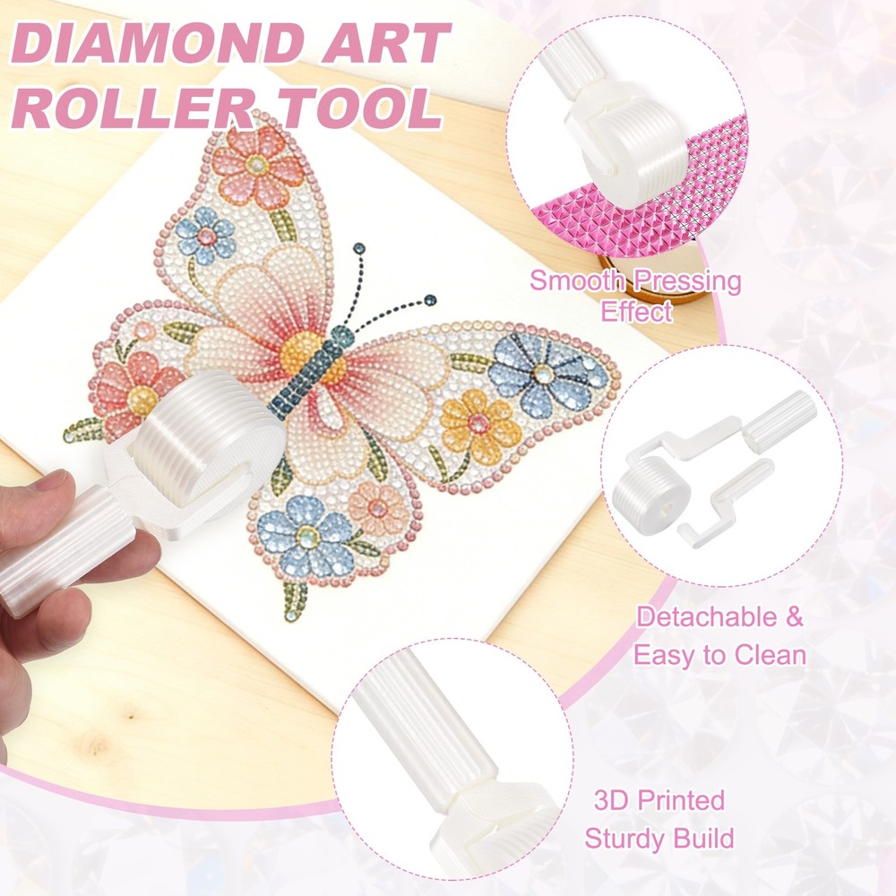 2Pcs Diamond Art Roller, Detachable Diamond Paint Tools(White)