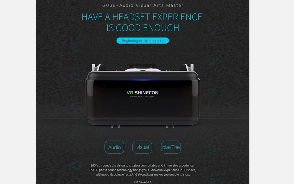 VR SHINECON Virtual Reality Glasses 3D HEADSET Use With Your Smartphone Open Box