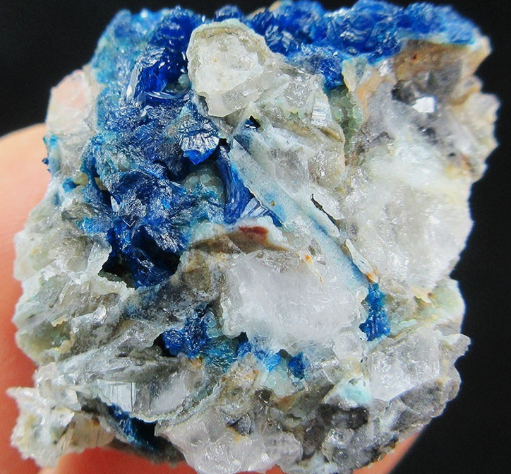 Rare Blue Veszelyite and Hemimorphite on Quartz Dongchuan District Yunnan