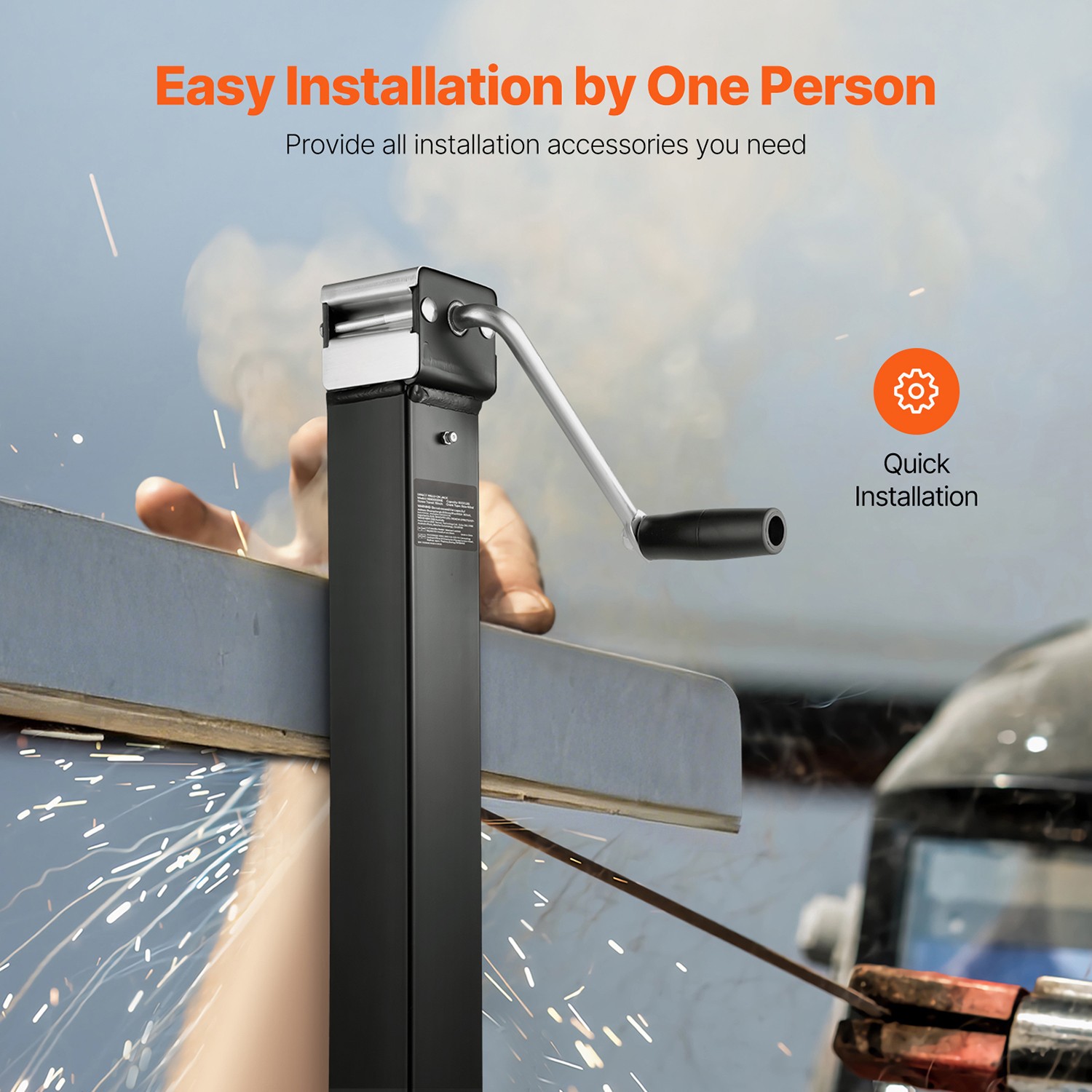 Trailer Jack Weld-on Pipe Mount Swivel Trailer Jack 8000 lbs 15" Travel