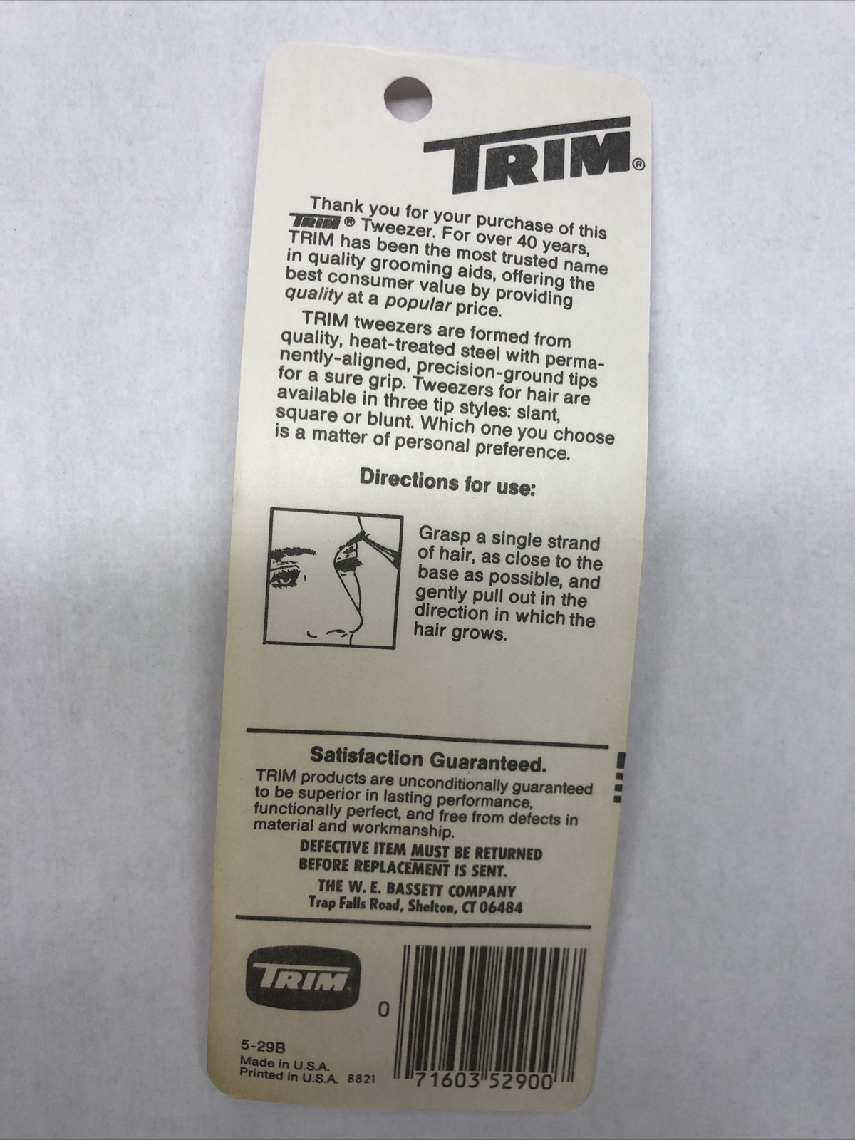 Vintage Trim Slant Tip Tweezers, Rare 5-29B