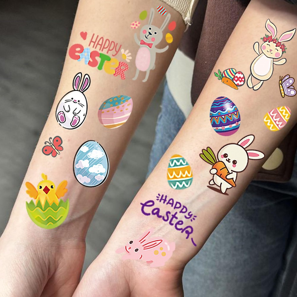 10 Sheets Easter Temporary Tattoos For Hand Face Small, Colorful