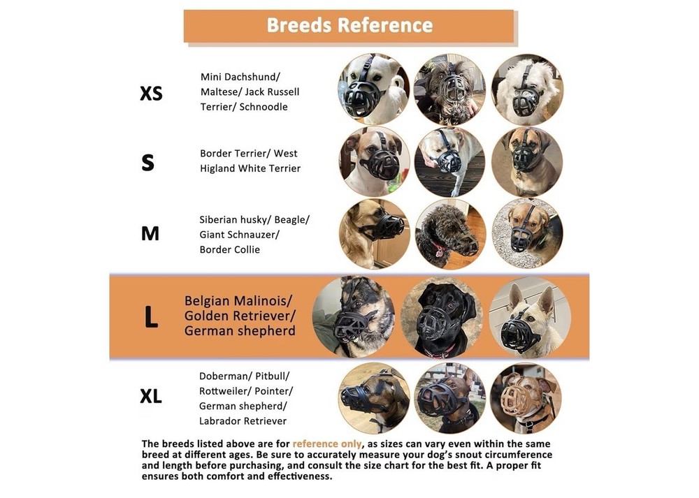 BARKLESS Dog Muzzle Basket Muzzle for Biting Chewing and Scavenging Humane. L