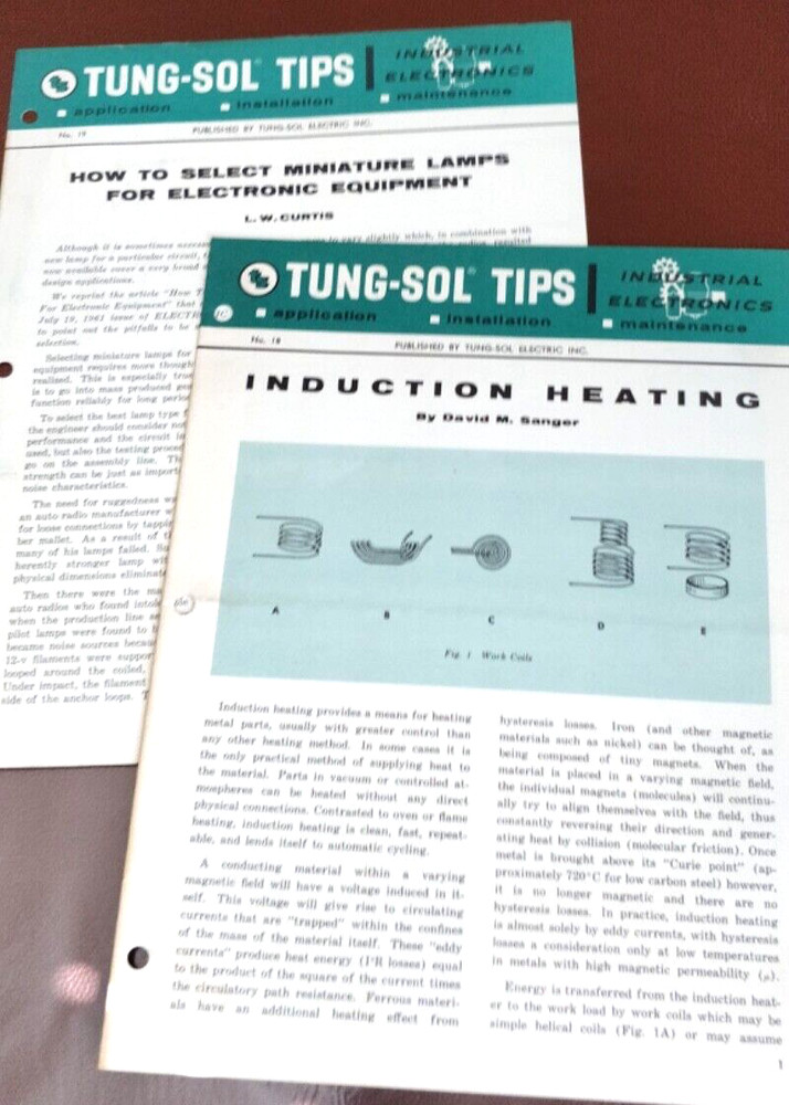 1950's TUNG SOL TIPS ~ 2 issues #18 + #19 ~ Bulletin Industrial Electronics