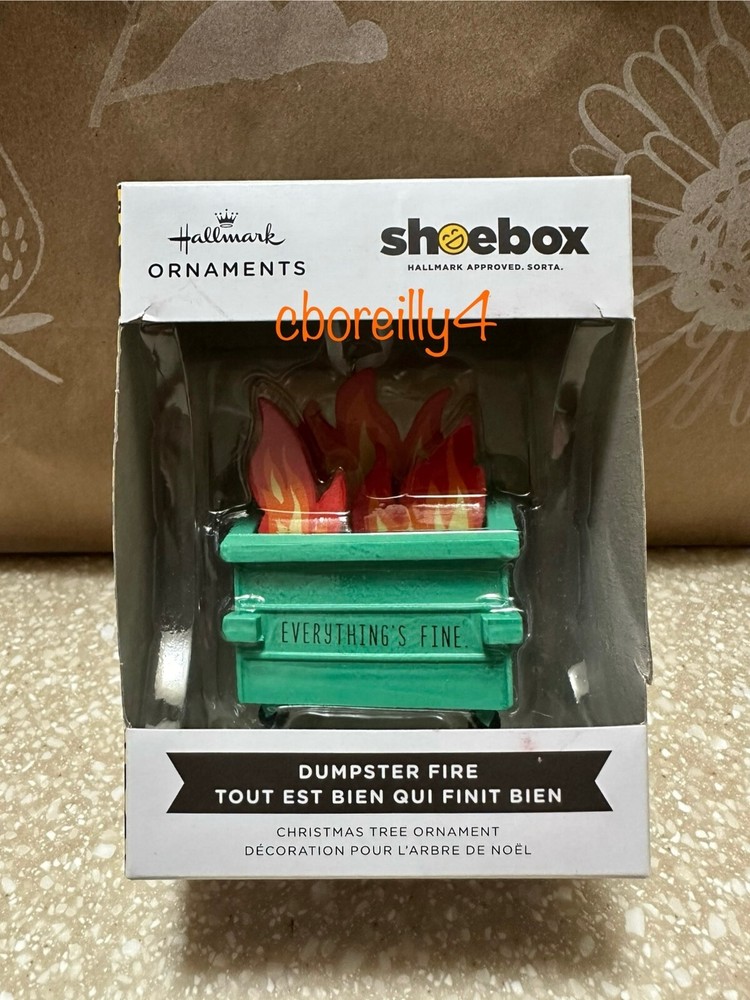 Hallmark Dumpster Fire Everything's Fine Shoebox Ornament