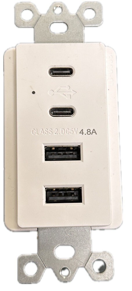 2 Pack USB-C USB-A Combo Receptacle White Bulk Available FREE SHIPPING