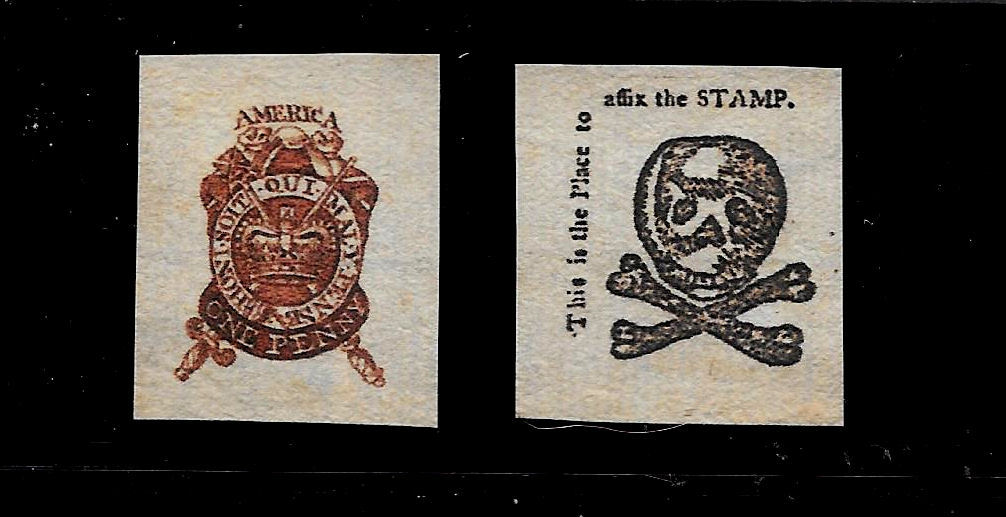 1765 Stamp Act Stamps Reprints On Genuine Original Period 1760 Paper