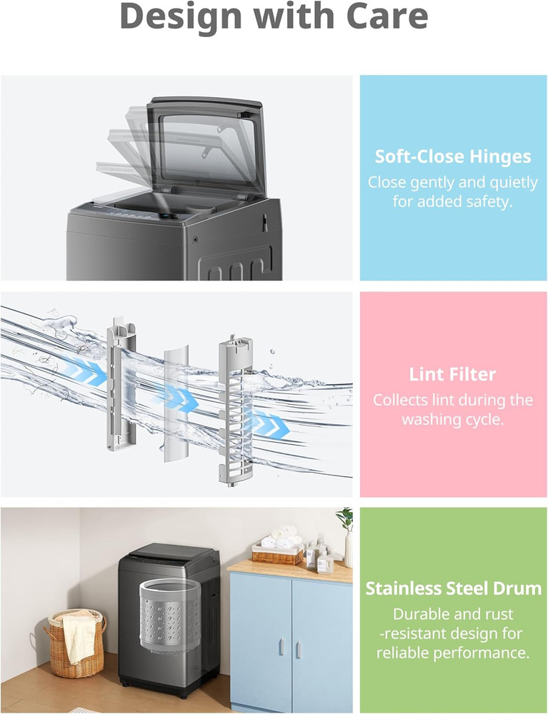 COMFEE’ 1.6 Cu.Ft Portable Washing Machine, 11Lbs Capacity Fully Automatic Compa