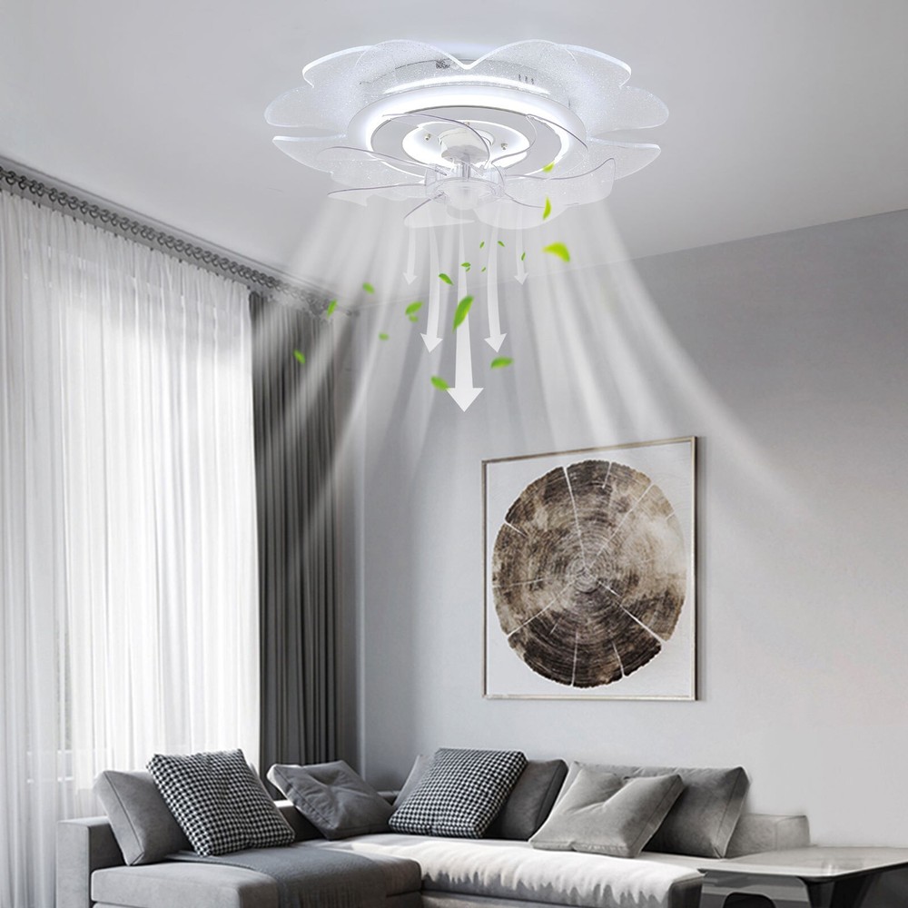 18.5" Ceiling Fan Light Flush Mount LED Ceiling Light kit w/ Remote APP Control