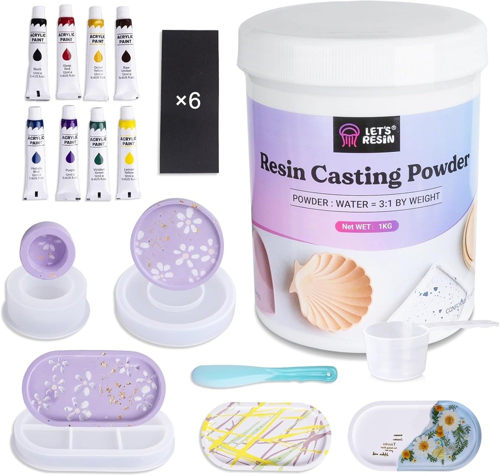 LET'S RESIN Resin Casting Powders Starter Kit, 1000g Fast Cured Odorless Casting
