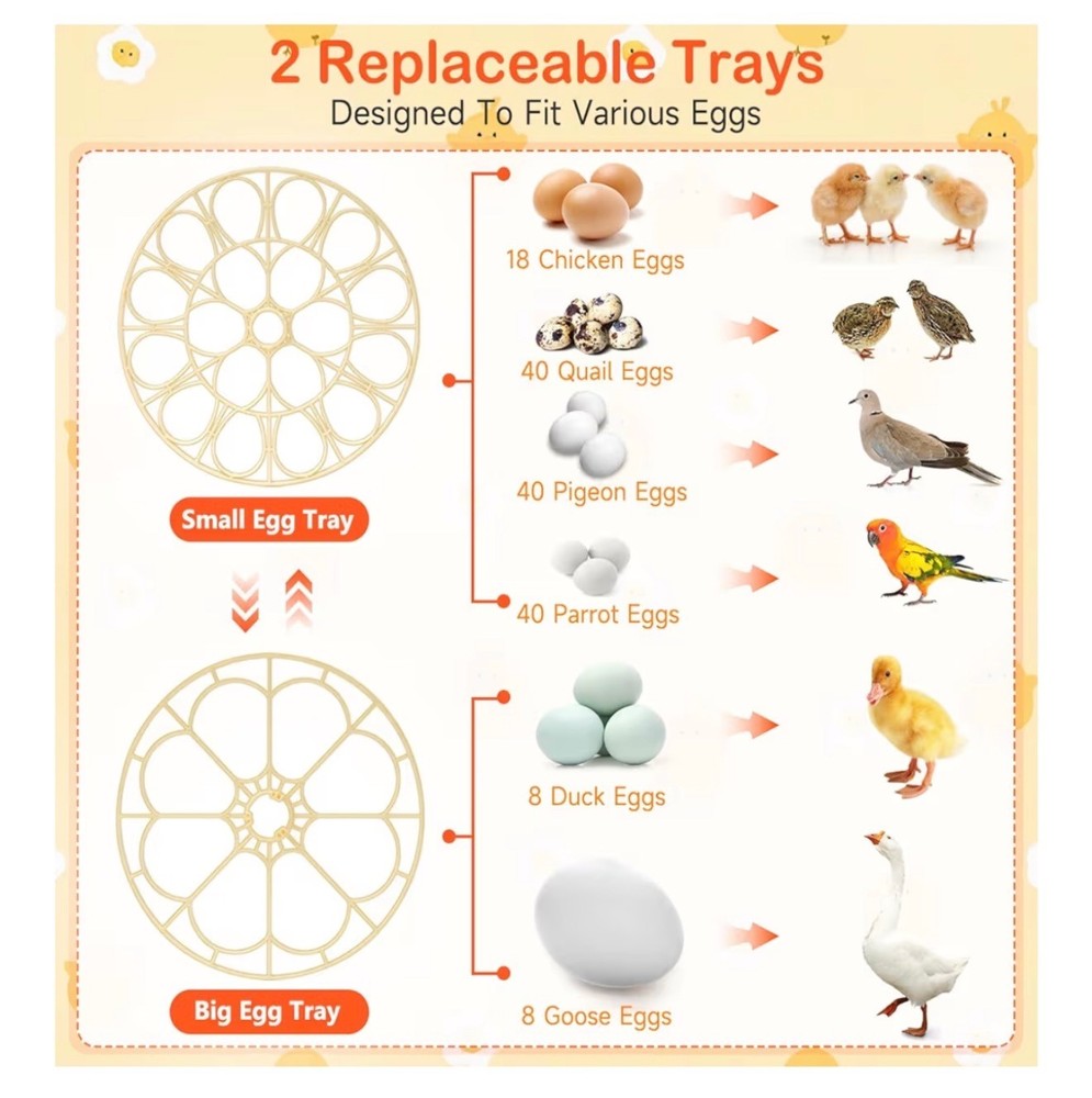 18 Egg Incubators For Hatching Eggs Auto Egg Turning & Humidity Control