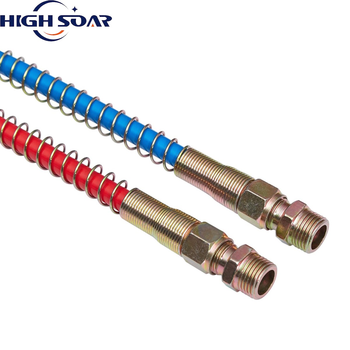 15' Red And Blue Coil Coiled Air Line Hose Set Trailer Brake 1/2" Fittings