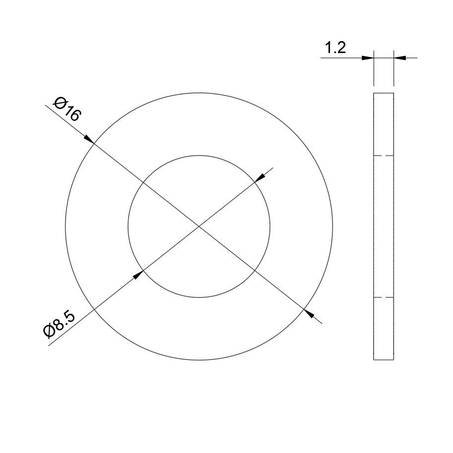 M8 Black Stainless JIS Small Flat Washer (2 pcs)