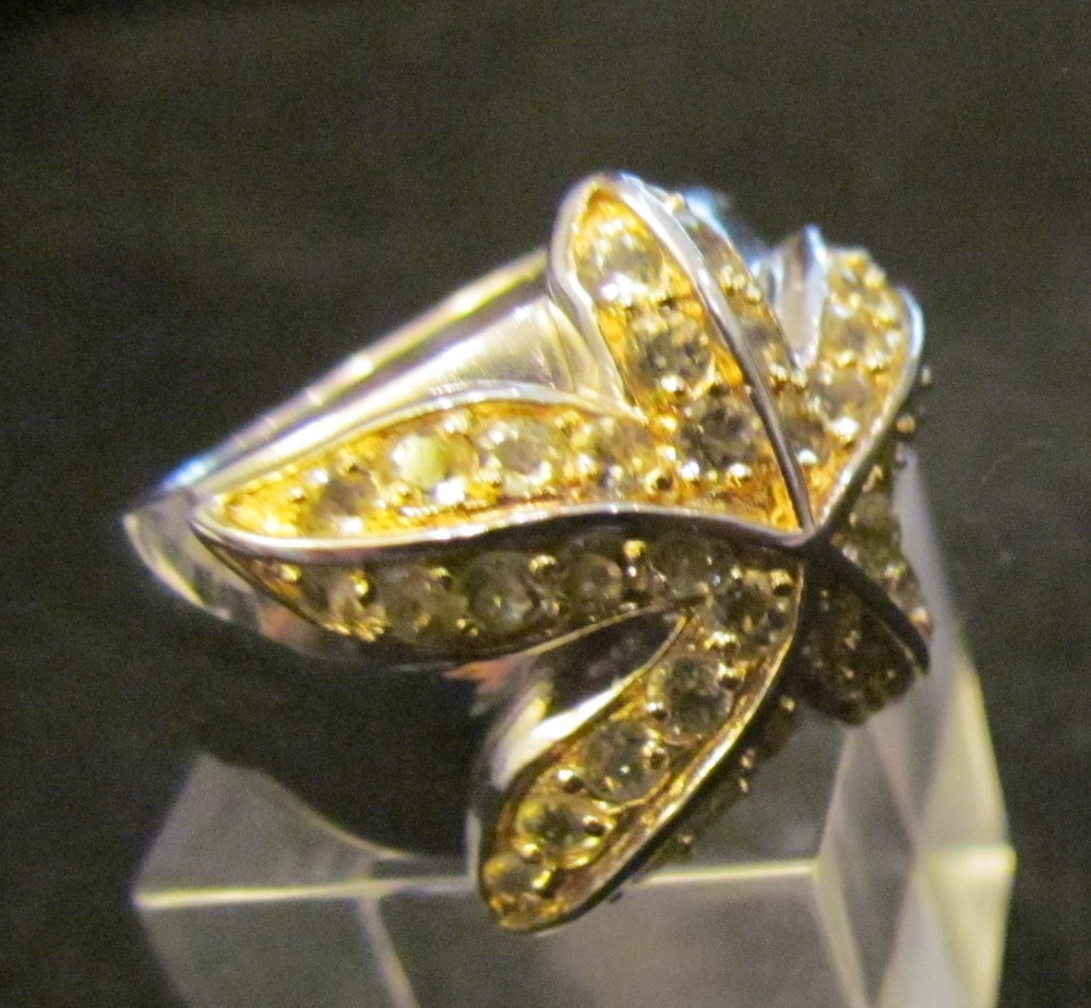 Ring silver 925 rodinated with citrines