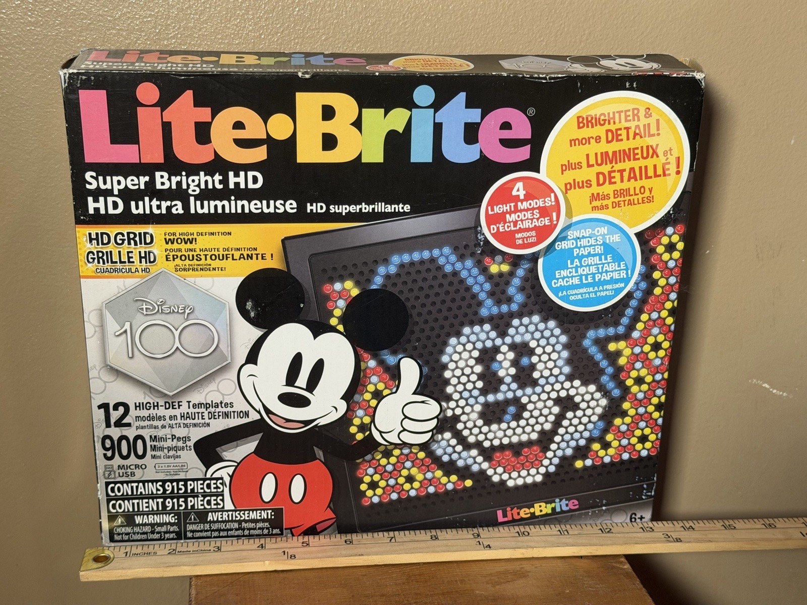 Lite Brite Super Bright HD Disney Mickey Mouse 100 Year Edition 900 Mini Peg NEW