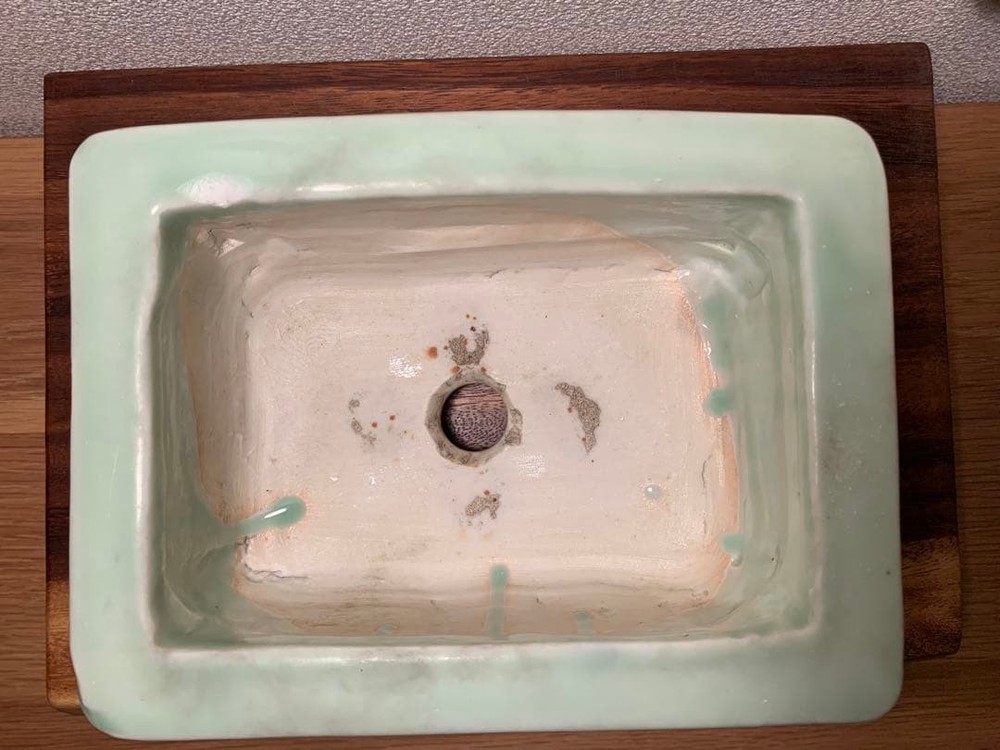 Celadon Rectangular Bonsai Pot Antique Blue and White Miniature Tree Container