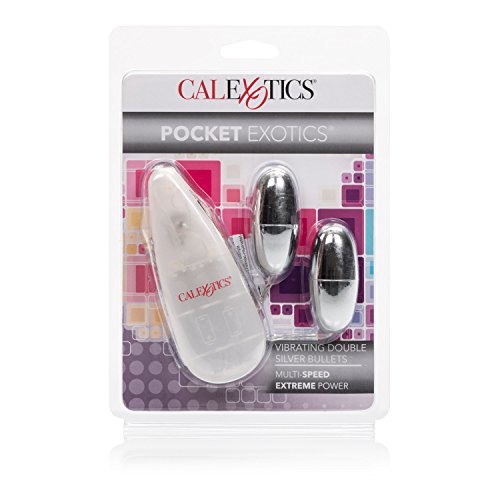 Pocket Exotics Double Silver Bullets Multispeed 2.1 Inch Silver