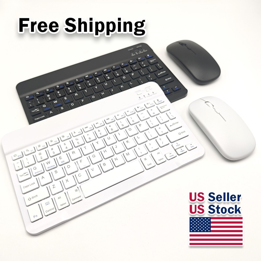 Wireless Bluetooth Keyboard and 2.4GH'z Mouse Set Rechargeable for iPad Android