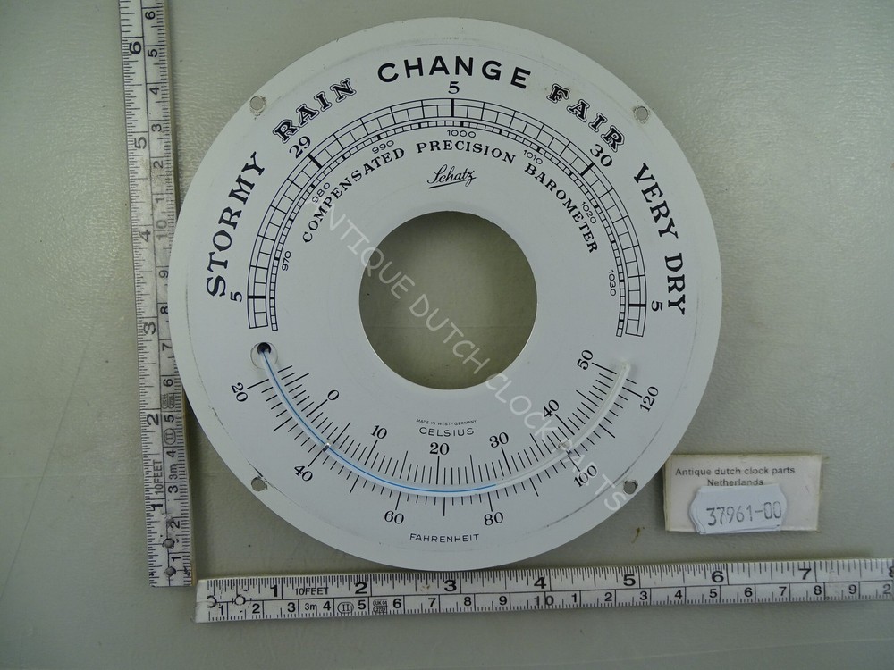 ANTIQUE SCHATZ BAROMETER DIAL WITH THERMOMETER DIAL