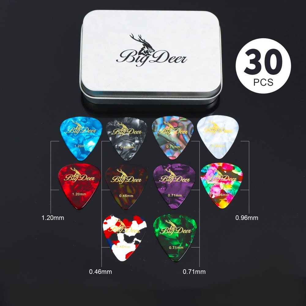 30 pack Celluloid Guitar Picks ，includes Thin,Medium, Heavy & Extra Heavy Pic...