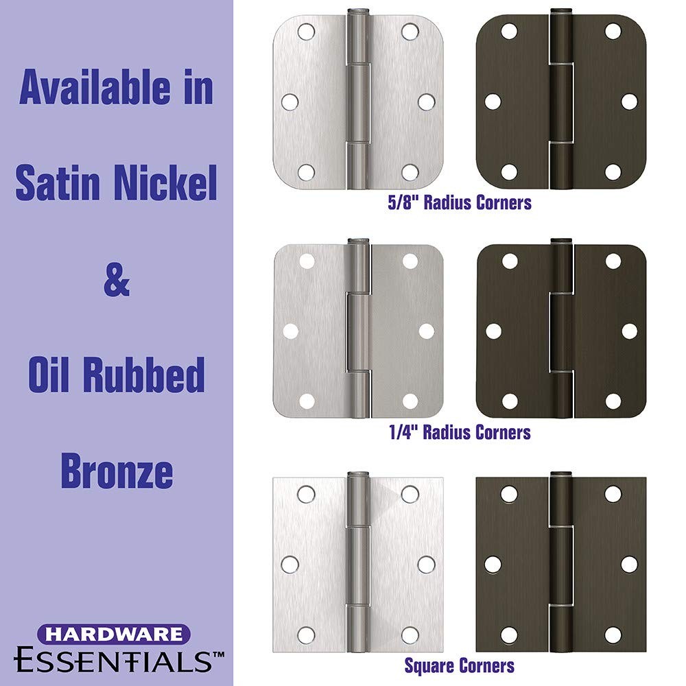 3 PCS 31/2" Hardware Essentials SqueakProof Square Corner Door Hinge Bronze