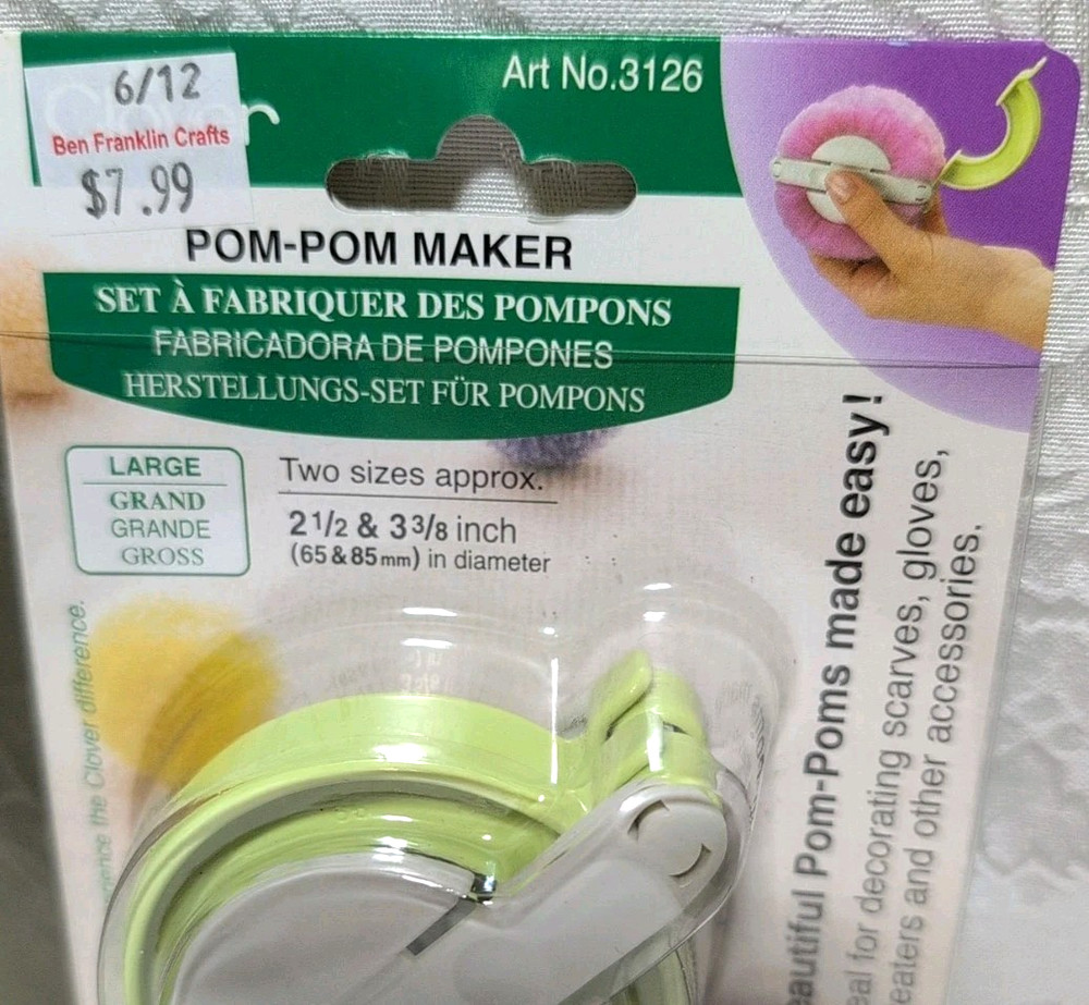 2 Clover Pom-Pom Maker Size SMALL & LARGE NIP
