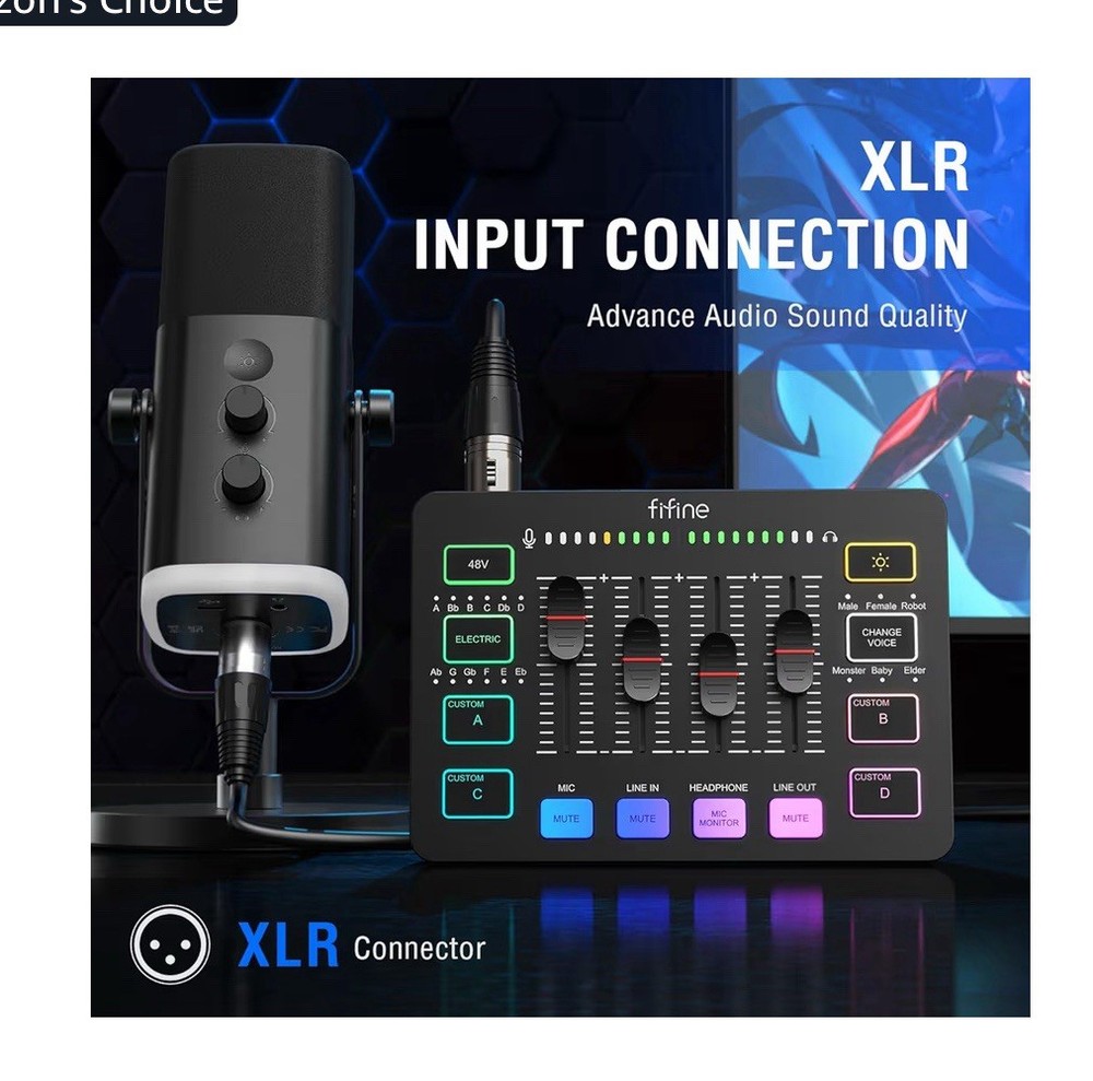 Gaming Audio Computer Streaming Microphone, 4-Channel RGB Mixer Set
