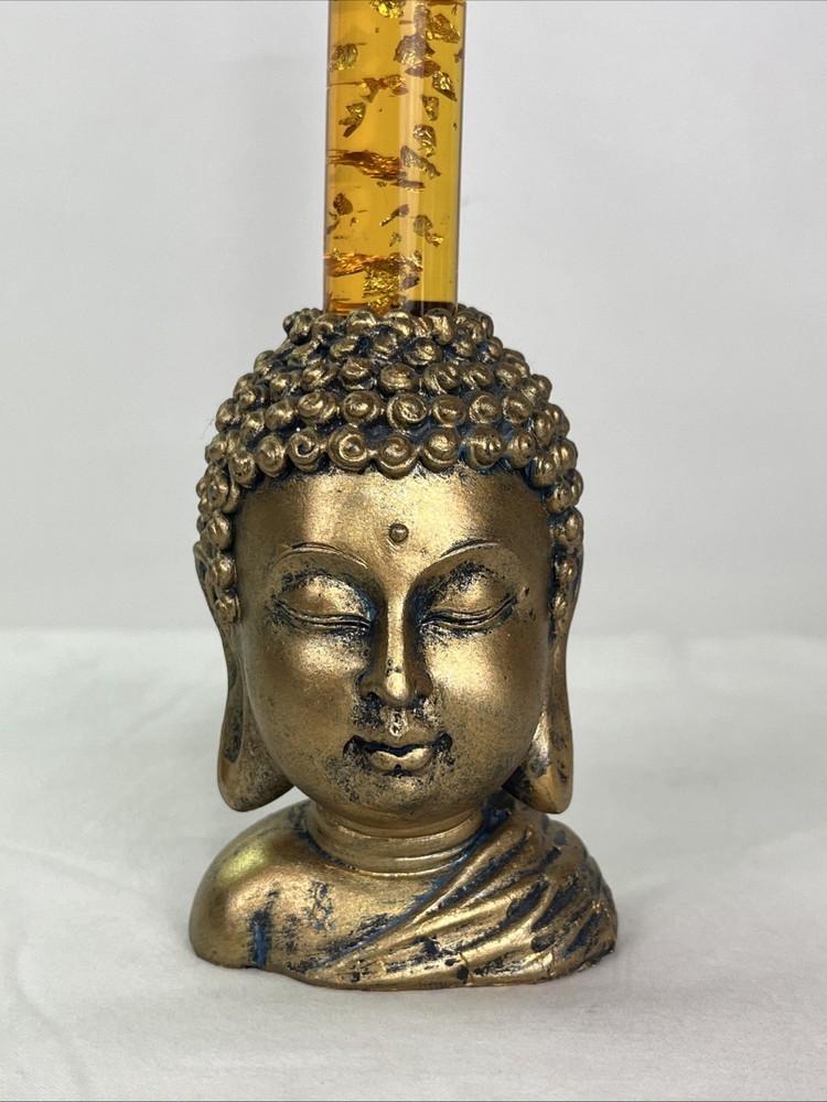 Chinese Buddah Candle Holder w/ Gold Flake Candlestick
