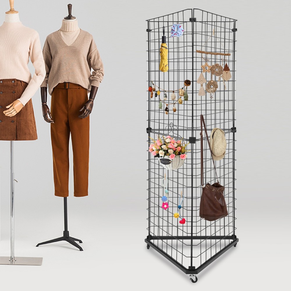 Wire Grid Panel Tower Triangle Display Stand Wire Grid for Retail Display Rack