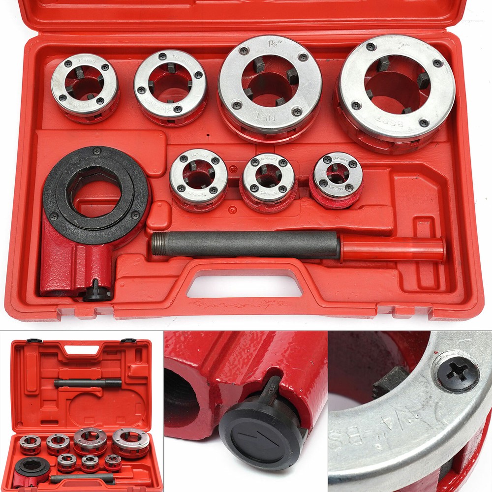 BSPT Pipe Threading Kit Hand Pipe Threader 3/8",1/2",3/4",1",1-1/4",1-1/2",2"
