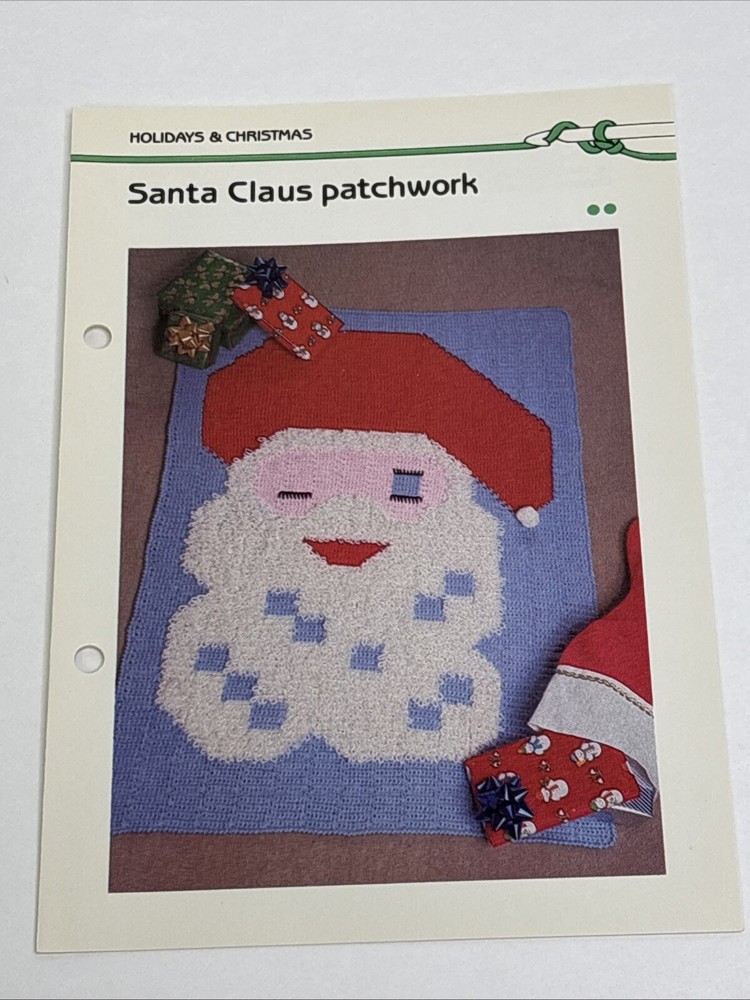 Santa Claus Patchwork Blanket Crochet Pattern Card Marshall Cavendish