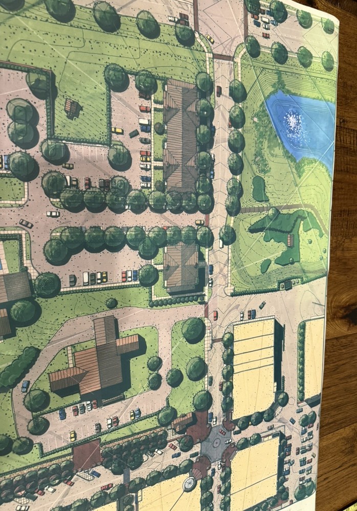 Large Architectural Site Plan Rendering Mixed-Use Development Concept 30x40