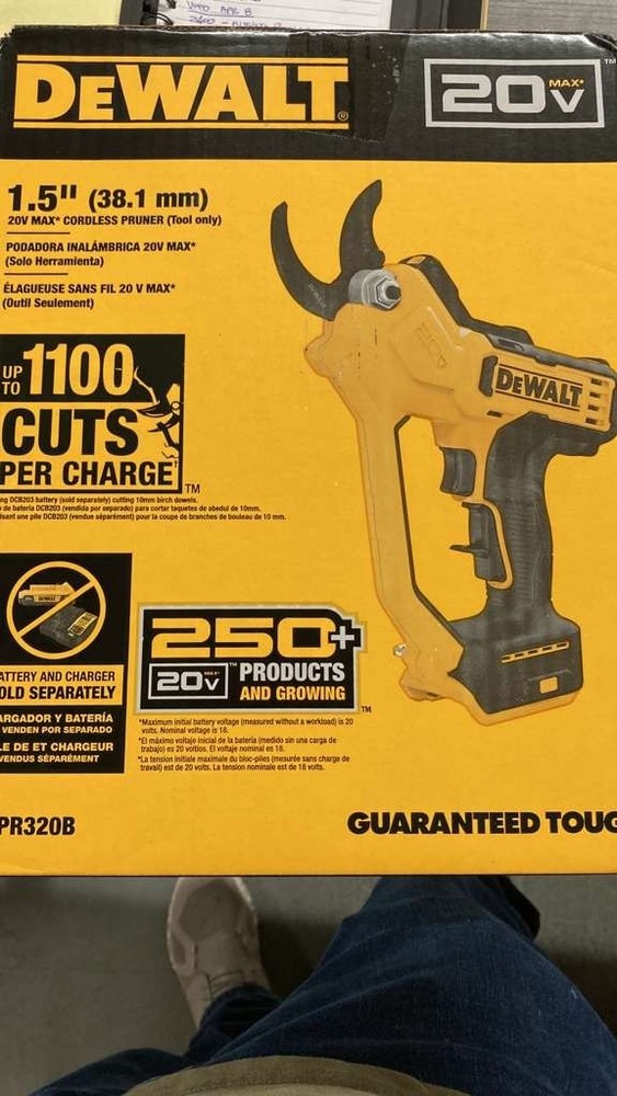 DEWALT DCPR320B 20V MAX 1.5" Cordless Pruner - Yellow
