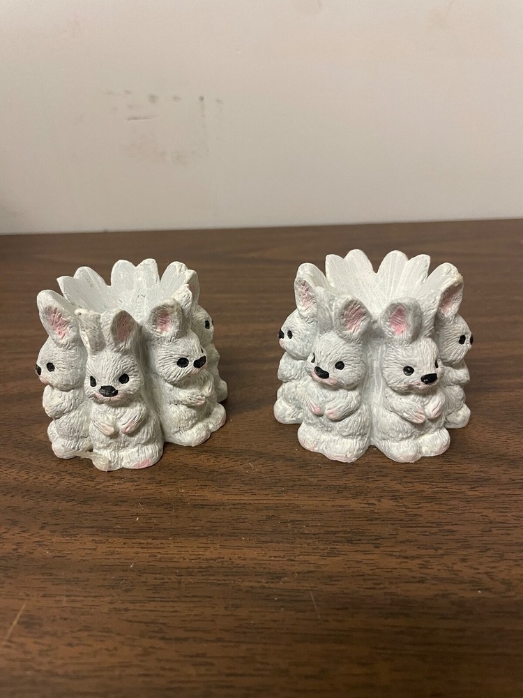Pair Of Ceramic Easter Bunny Egg Holder
