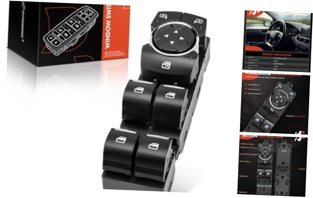 Master Power Window Switch Compatible with Ford Mustang 2015-2023, Front Left