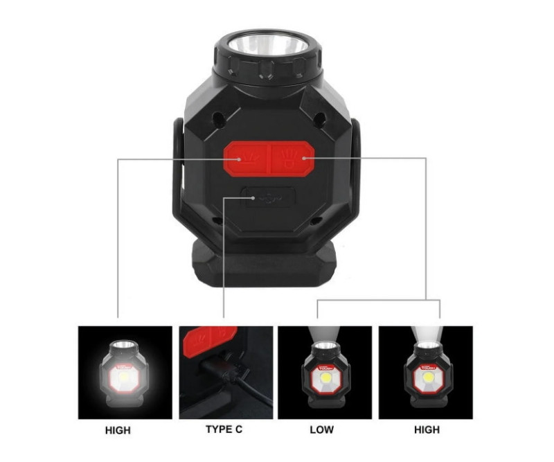 Hyper Tough 500 Lumen Rechargeable Compact Work Light, Integrated LED